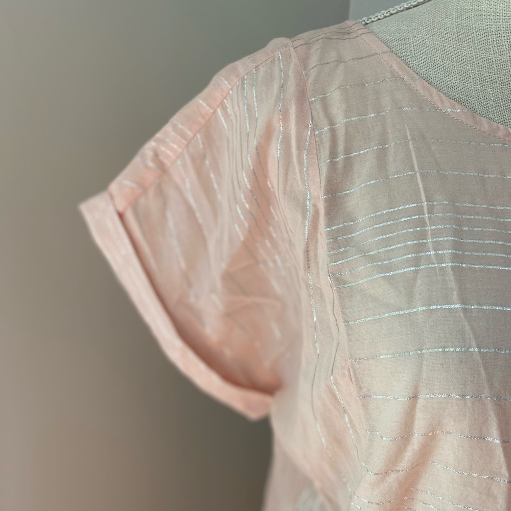 NWT Peyton & Parker Pink Silver Stripe Cotton Midi - Picture 6 of 10